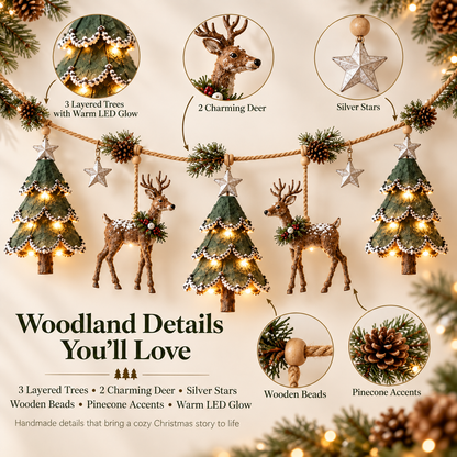 🦌✨ Woodland Deer Glow™ | Lighted Christmas Garland