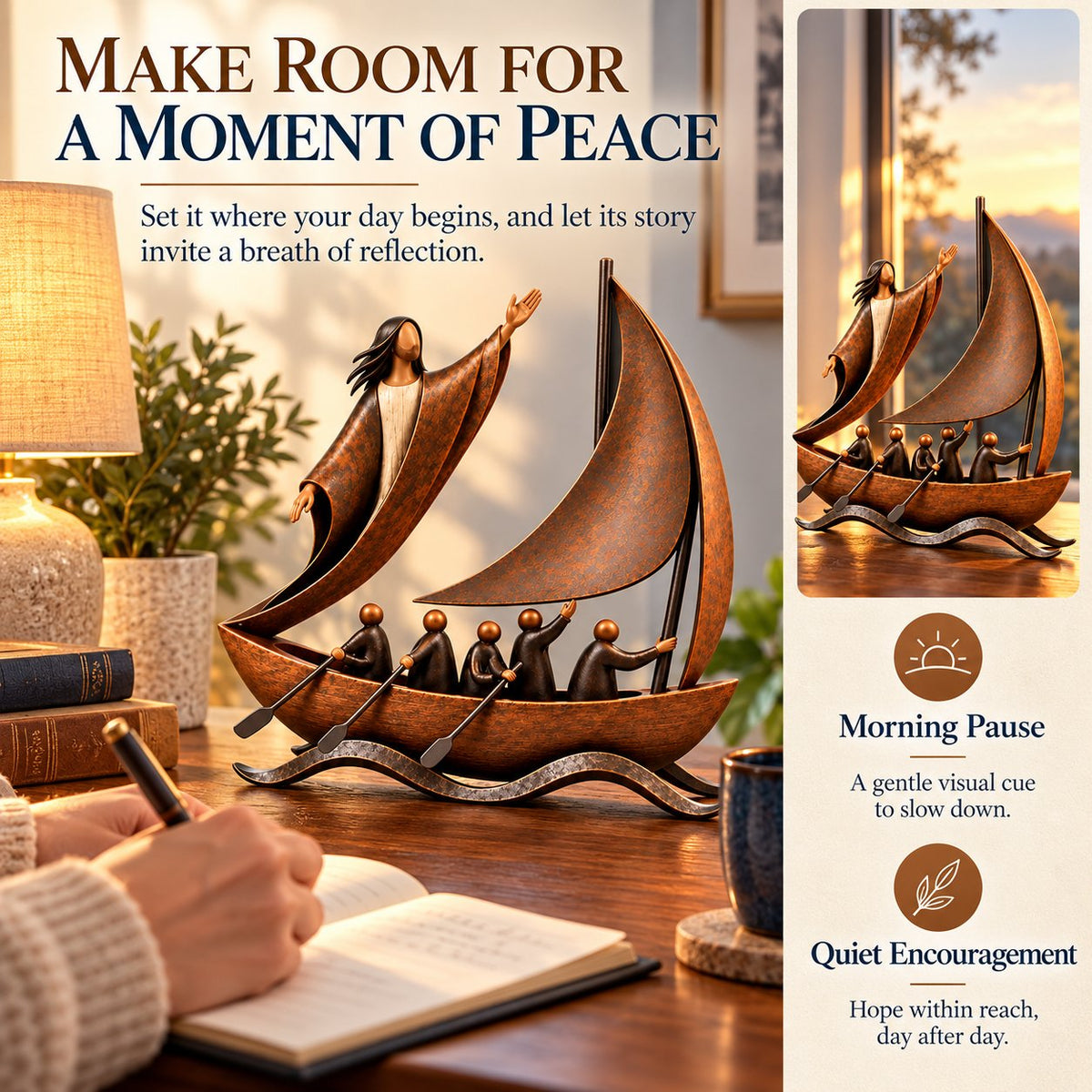 ⏳ Last Day 49% OFF ⛵✨ Guided by Faith™ | Bronze-Tone Sailing Sculpture