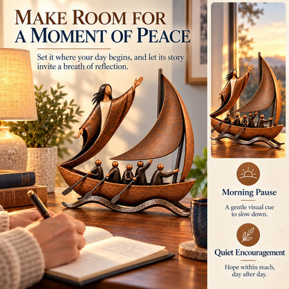 ⏳ Last Day 49% OFF ⛵✨ Guided by Faith™ | Bronze-Tone Sailing Sculpture