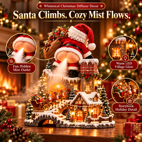 🎅💨 Santa’s Cheeky Mist Village | Lighted Christmas Aroma Diffuser ✨