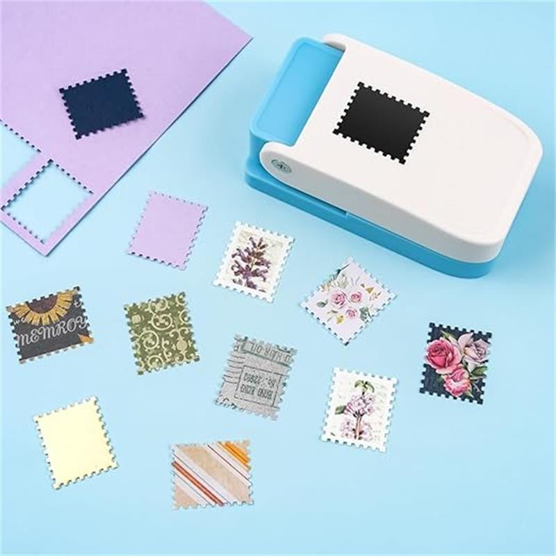 Decorative stamp-shaped paper cutouts