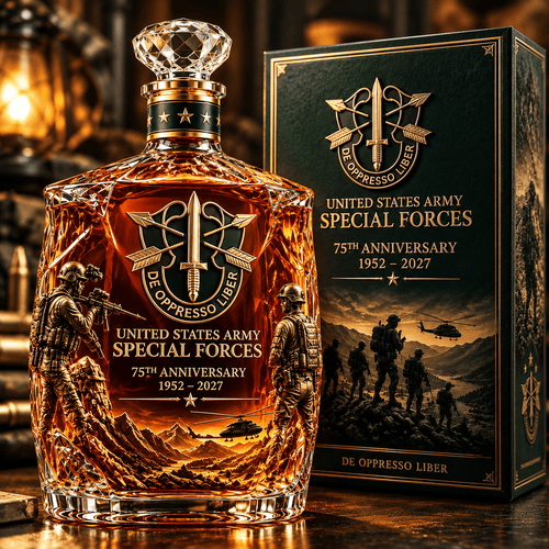 United States Army Special Forces 75th Anniversary Whiskey Bottle