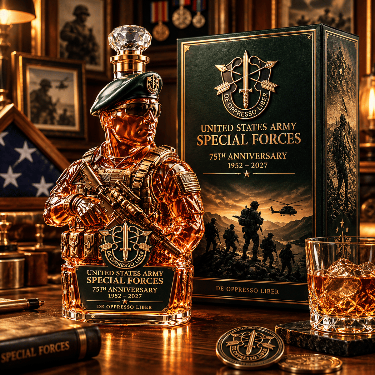 🪖🏆 75 Years of Valor™ | Special Forces Whiskey Decanter