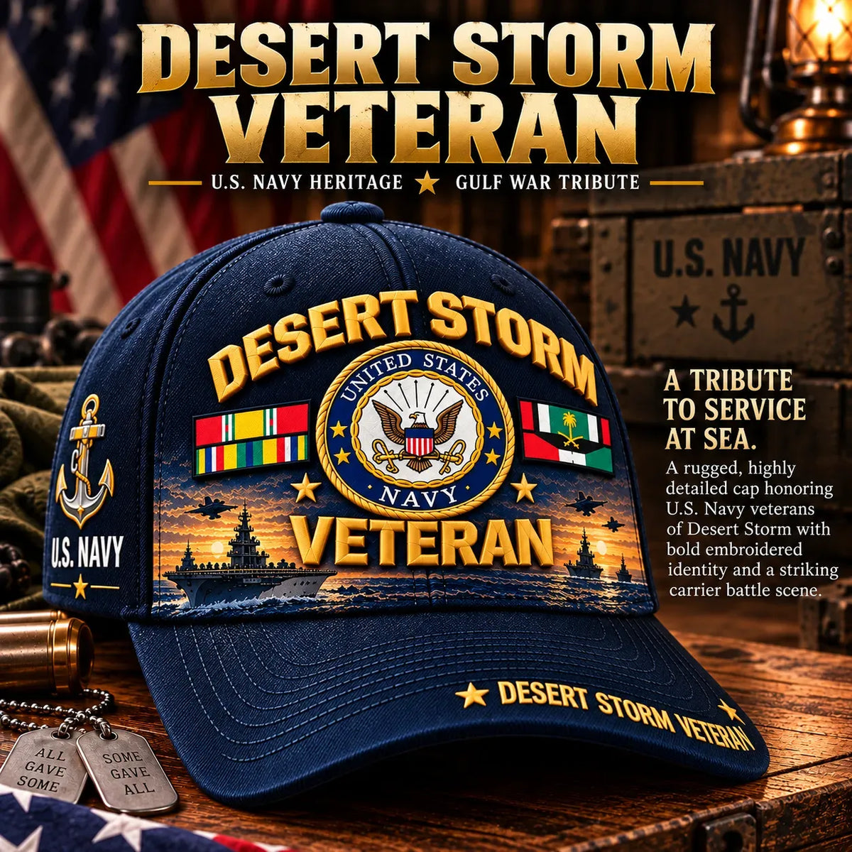🎖️ Desert Storm 35th Anniversary Veteran Cap | Honoring Your Service & Pride 1991–2026