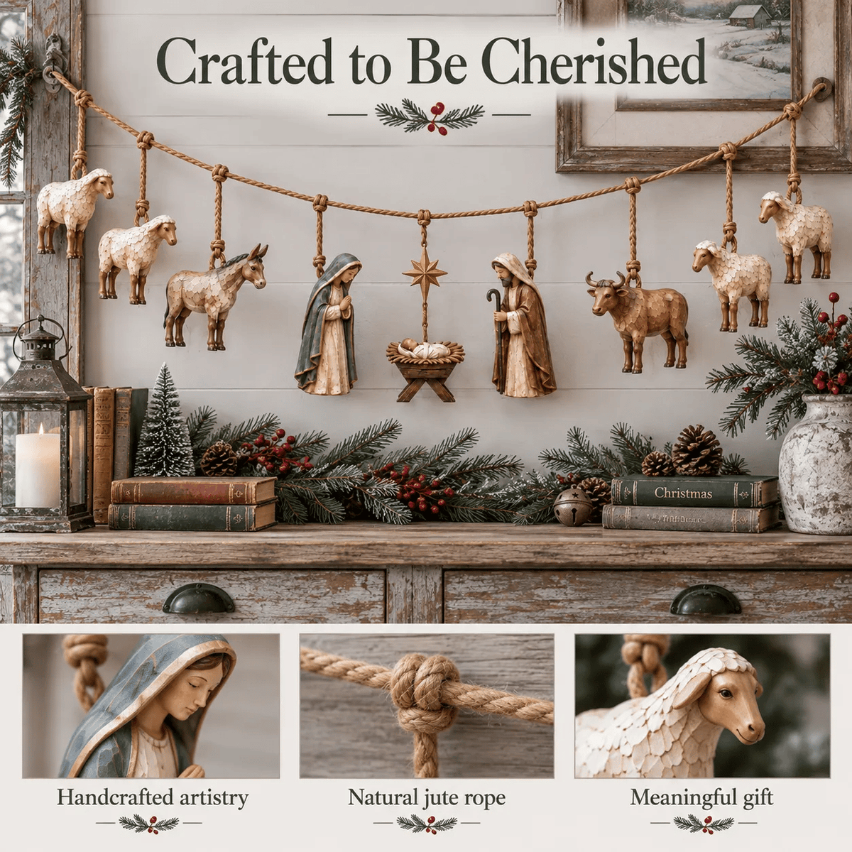 🎄🙏 Bethlehem Blessing™ | Wooden Nativity Garland
