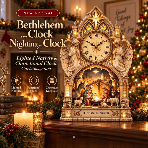 ✝️✨ Holy Night Cathedral™ | Lighted Nativity Christmas Clock