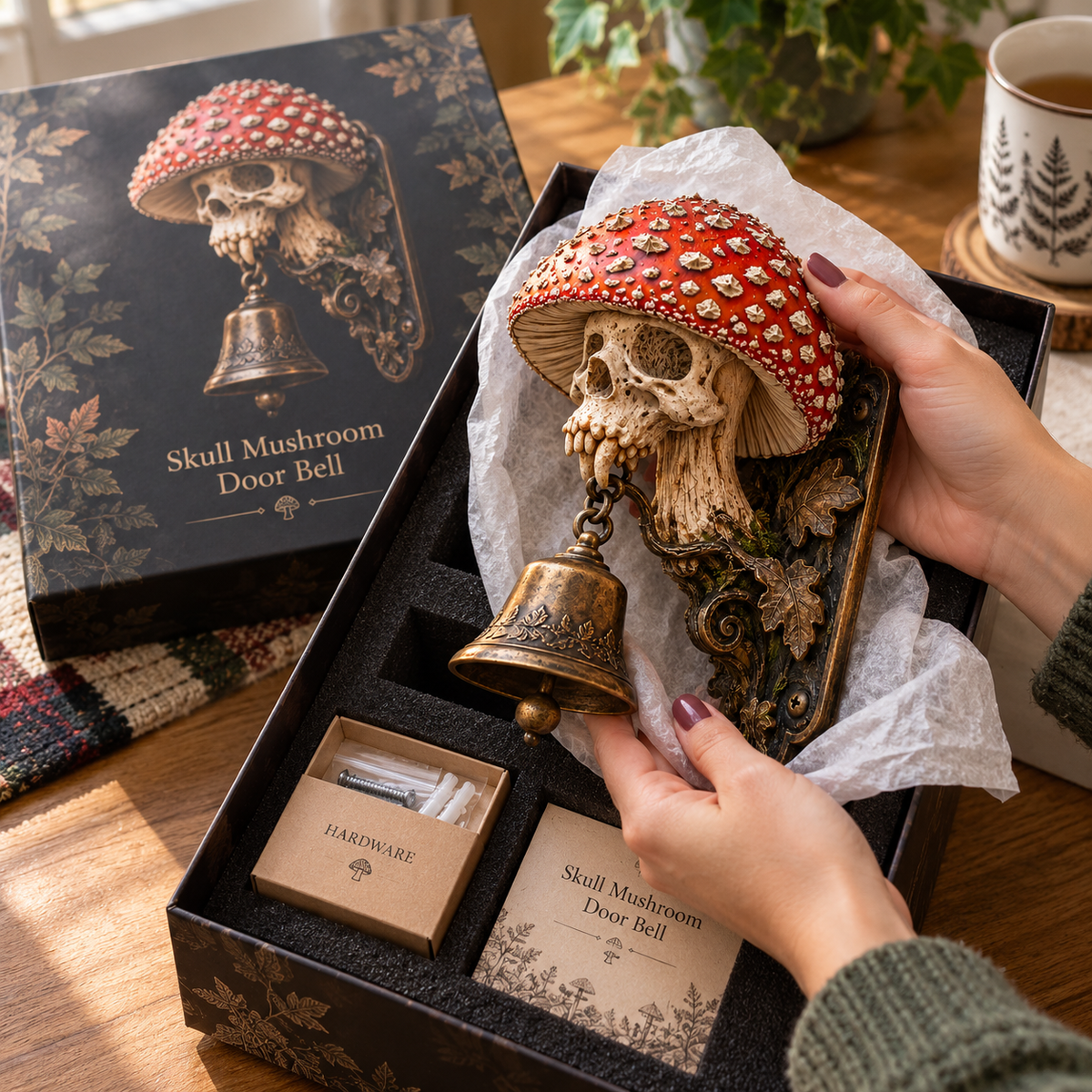 💀🍄 Gravecap Chime™ | Gothic Mushroom Skull Hanging Bell