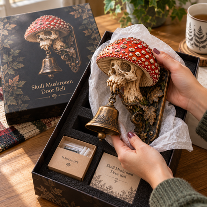 💀🍄 Gravecap Chime™ | Gothic Mushroom Skull Hanging Bell