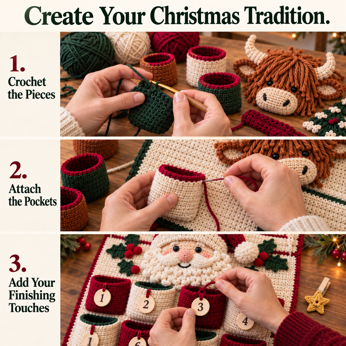 🎄 Christmas Crochet Advent Calendar DIY Kit – 24 Little Surprises, One Cozy Family Tradition