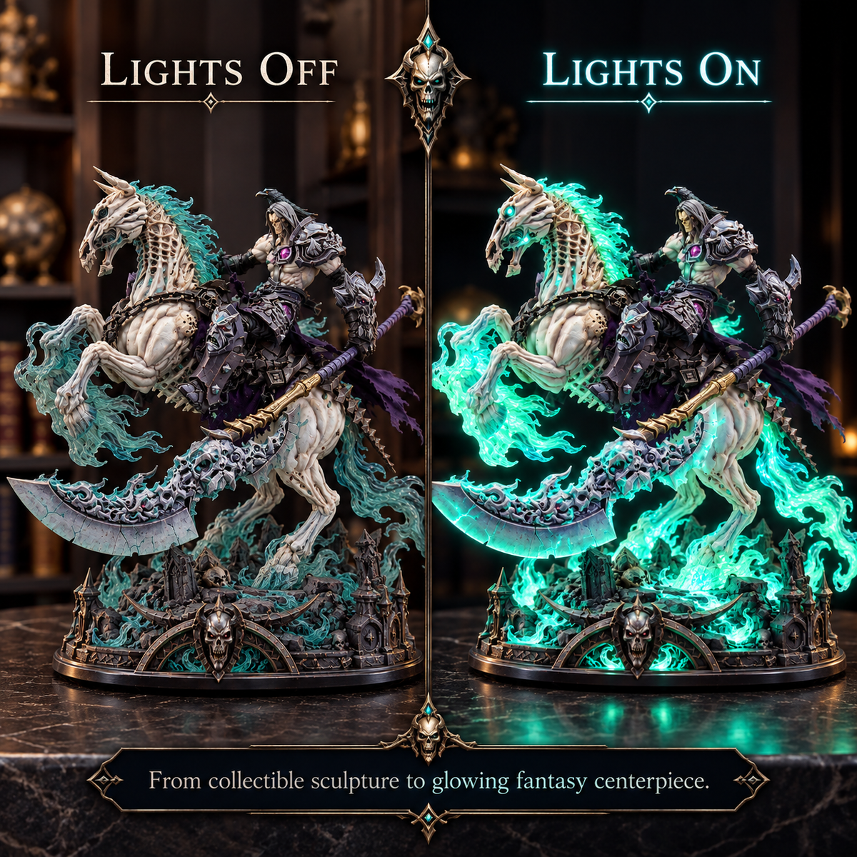 💀🔥 Wraithfire Horseman™ | Gothic Undead Knight Collector Lamp