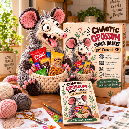 😂🍿 Funny Animal Snack Basket – DIY Crochet Kit