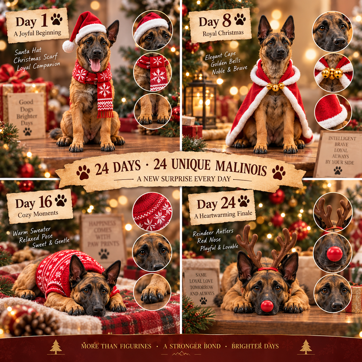 🔥Last Day 50% OFF🎁📆24 Days of Belgian Malinois Joy — 24 Unique Collectible Figurines🎉
