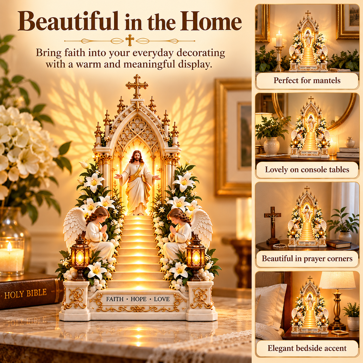 🙏 Heavenly Stairway Angel Wing Light – Christian Tabletop Faith Decor