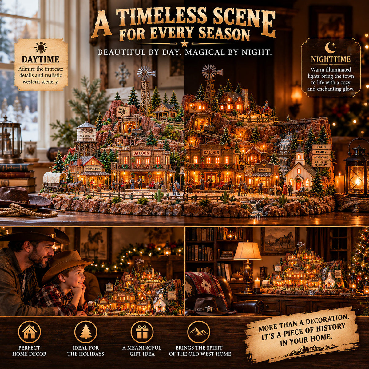 🤠✨ Old Western Frontier™ | Lighted Wild West Town
