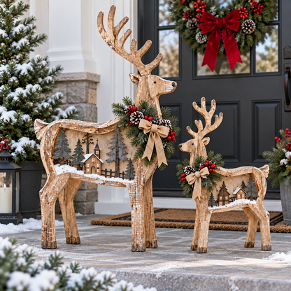 🎄🦌 Woodland Village Glow™ – Lighted Christmas Reindeer Decor ✨❤️