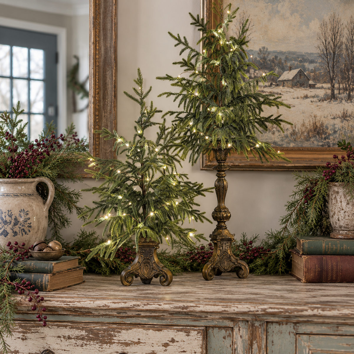 🎄✨ Vintage Norfolk Pine Glow Trees | Cozy Lighted Christmas Decor