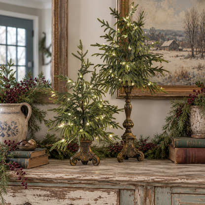 🎄✨ Vintage Norfolk Pine Glow Trees | Cozy Lighted Christmas Decor