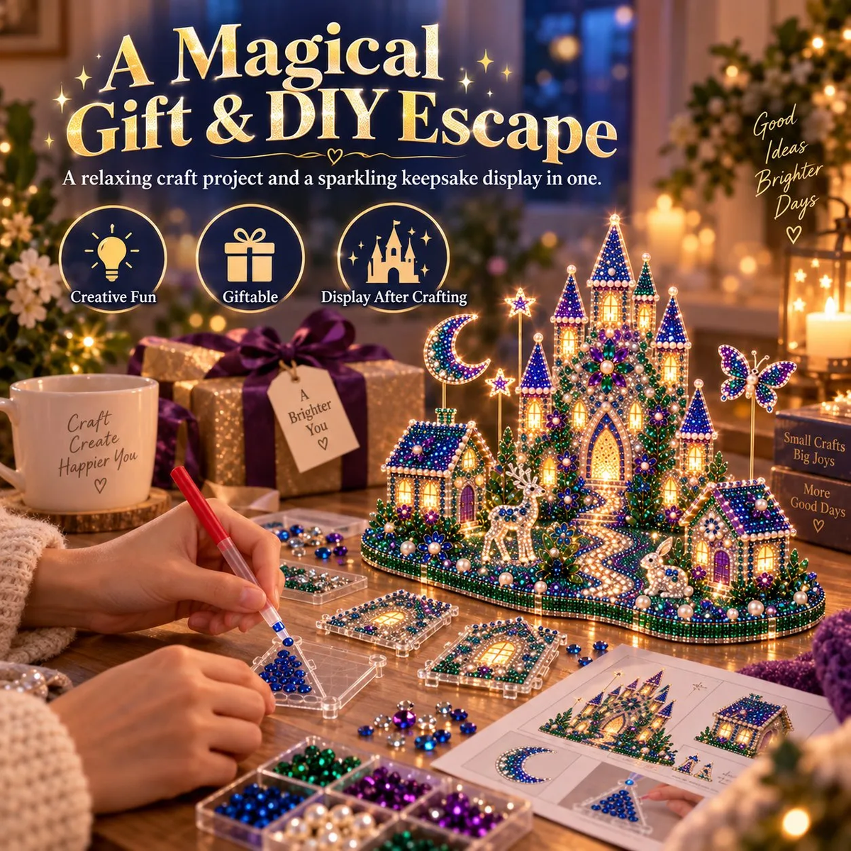🎄💎 Build-Your-Own 3D Christmas Village – Gem Art DIY Kit