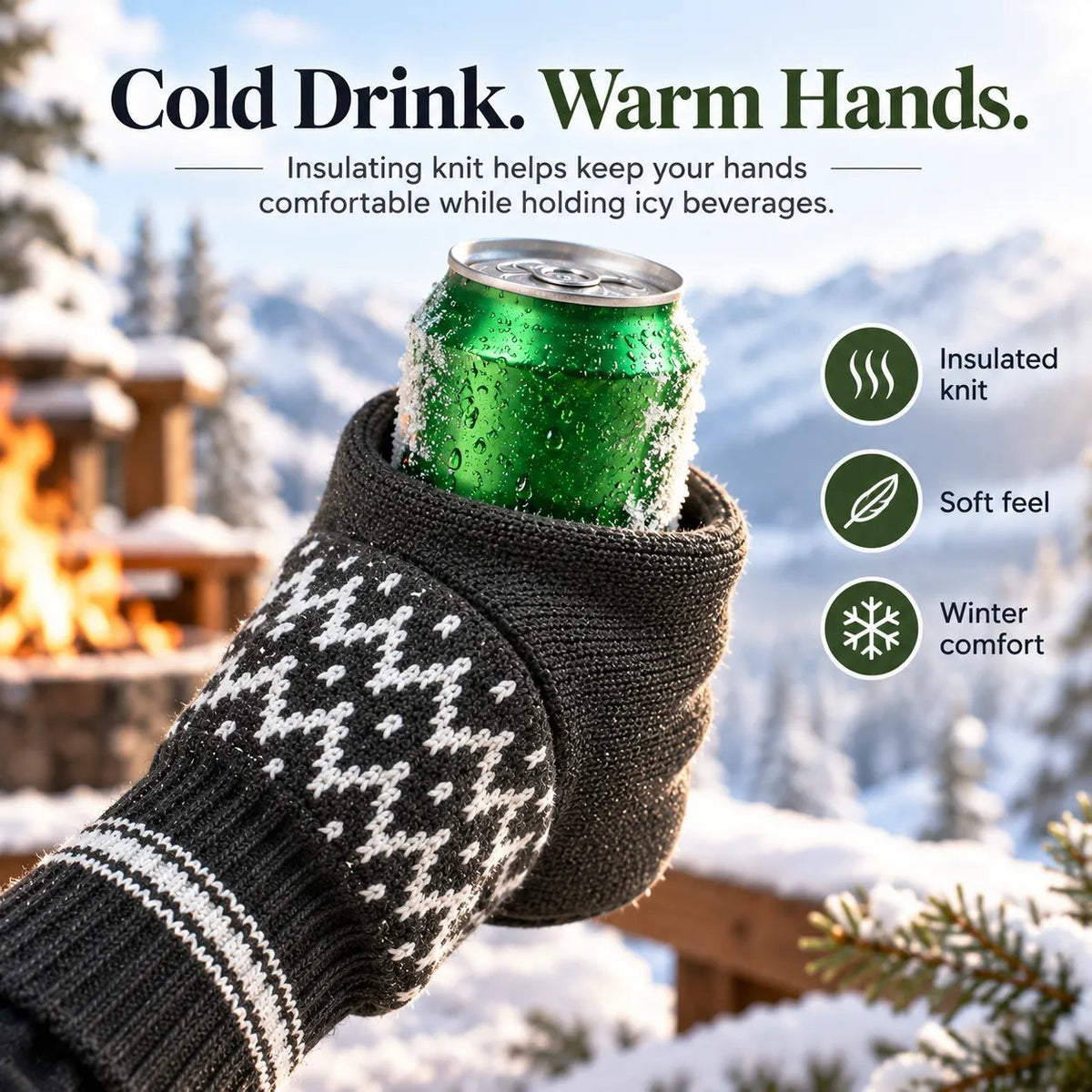 🎁Beer Mitten Gloves – Insulated Knit Drink Holder, 2PCS Set