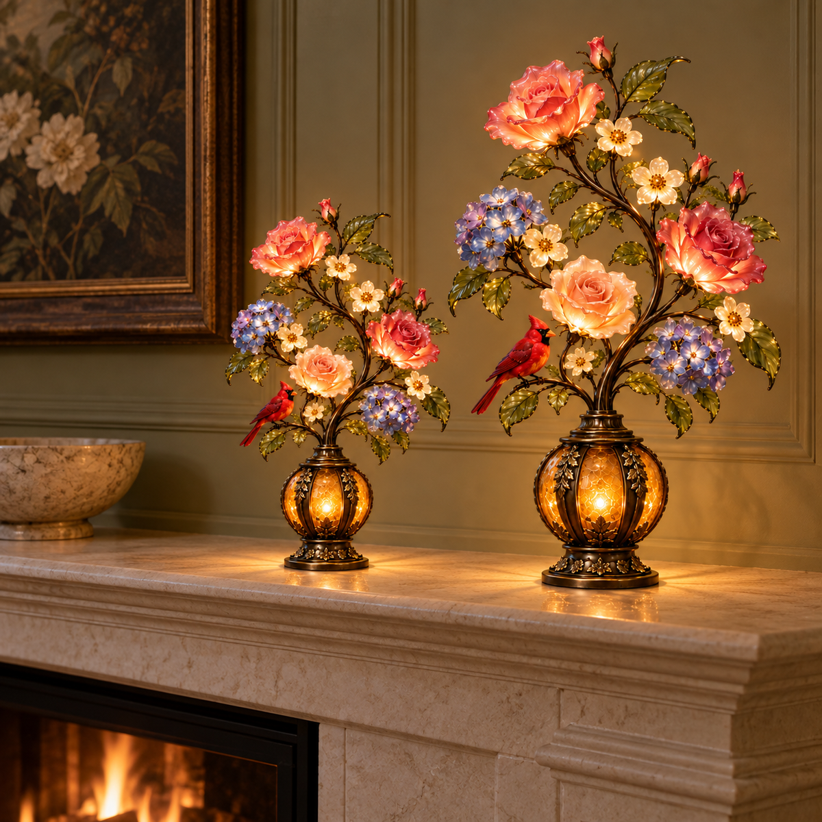 ✨ Everlasting Garden™ | Lighted Rose & Cardinal Decor