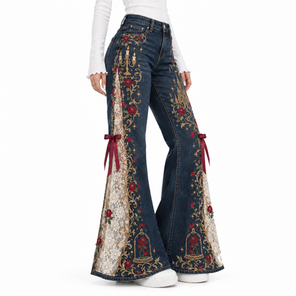 🎀🌹 "Fairytale Romance" Women’s Flared Jeans