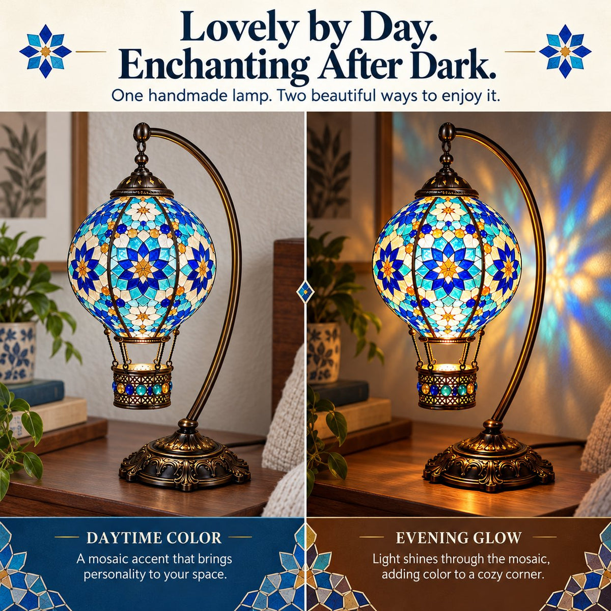 ⏳ LAST DAY 49% OFF | 🎈 Light Up Your Own Mosaic Sky | Turkish Hot Air Balloon Lamp DIY Kit ✨