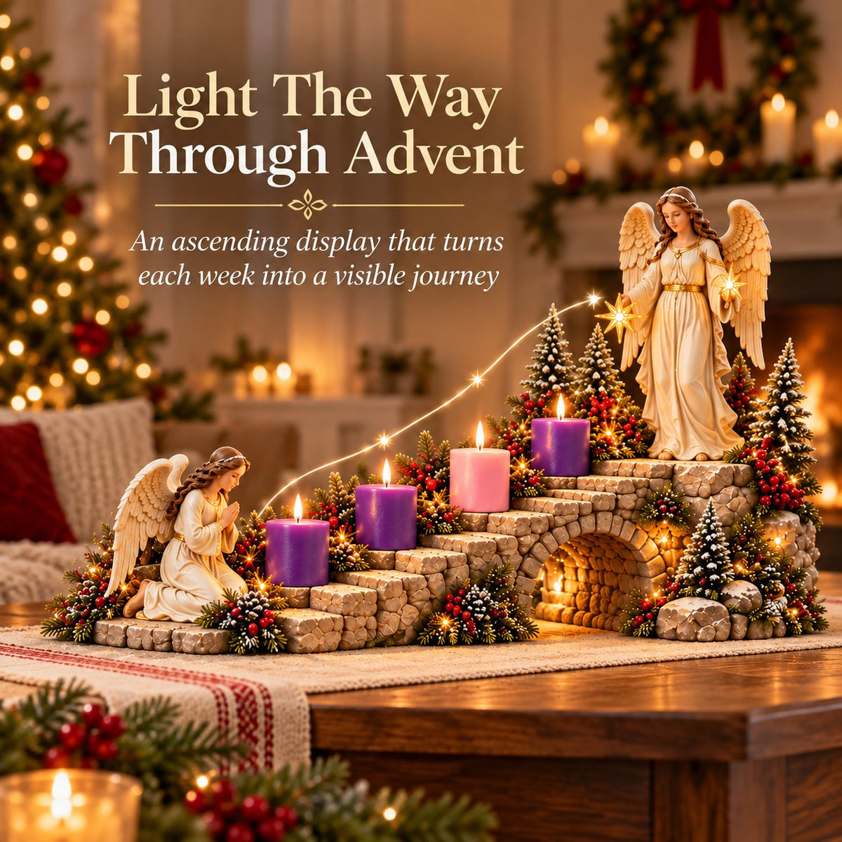 ✨👼Angel Advent Stairway Candle Display