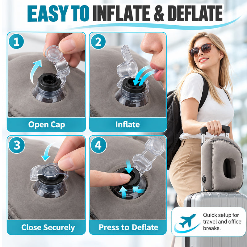 ✈️ Sleep Better in the Air | Portable Inflatable Travel Pillow