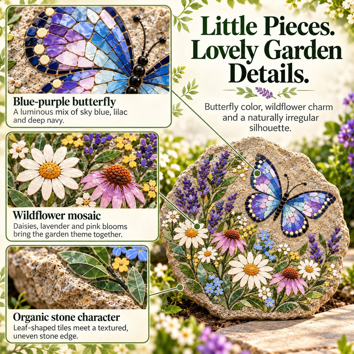 🦋 Piece by Piece, Watch It Bloom | Butterfly Wildflower Mosaic Kit