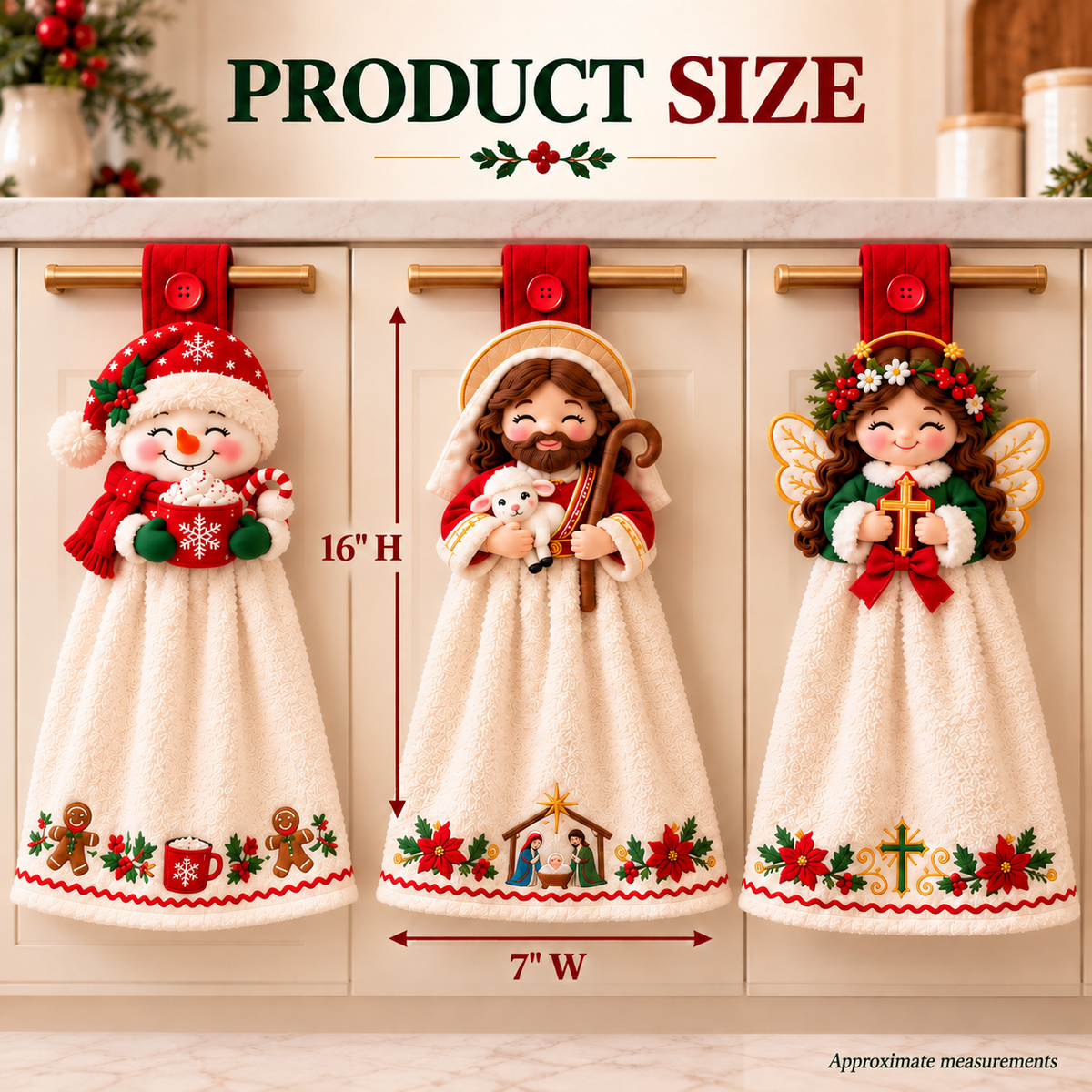 🎄 Christmas Joy – 3D Character Hanging Hand Towels for Kitchen & Bathroom