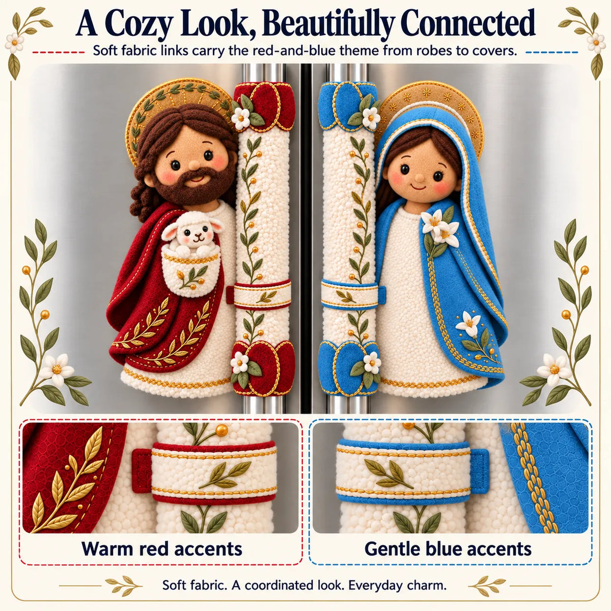 ⏳ Last Day 49% OFF – ✝️ Heaven in the Kitchen | Jesus & Mary Plush Handle Huggers ❤️