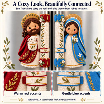 ⏳ Last Day 49% OFF – ✝️ Heaven in the Kitchen | Jesus & Mary Plush Handle Huggers ❤️