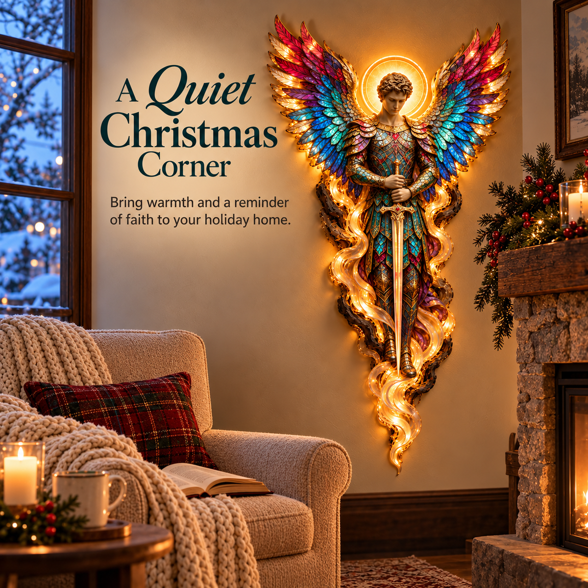 ✝️✨ Heavenly Angel Glow – Illuminated Faith Wall Decor