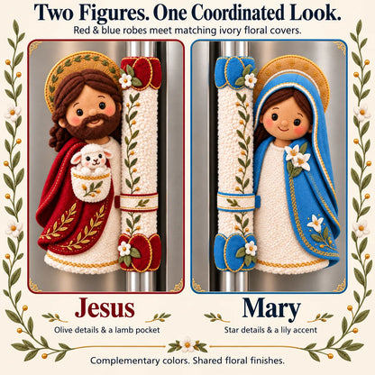 ⏳ Last Day 49% OFF – ✝️ Heaven in the Kitchen | Jesus & Mary Plush Handle Huggers ❤️