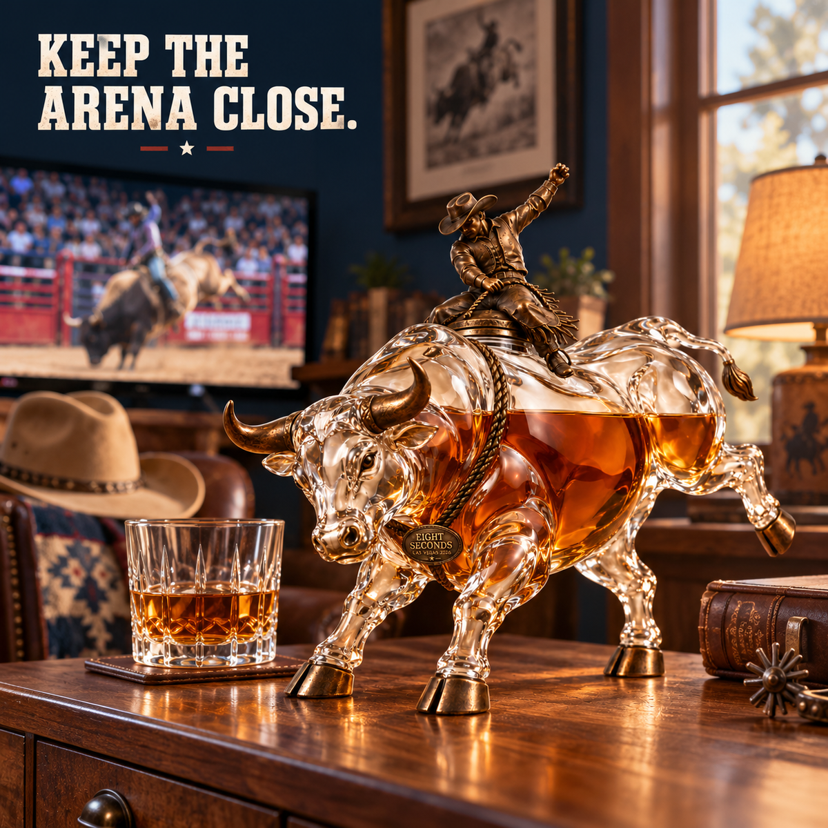 🔥 Hold On for Eight™ | Bull Rider Collector’s Whiskey Decanter