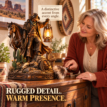 🐎🔥 Trailblazer Glow™ | Western Rider & Horse Lighted Statue