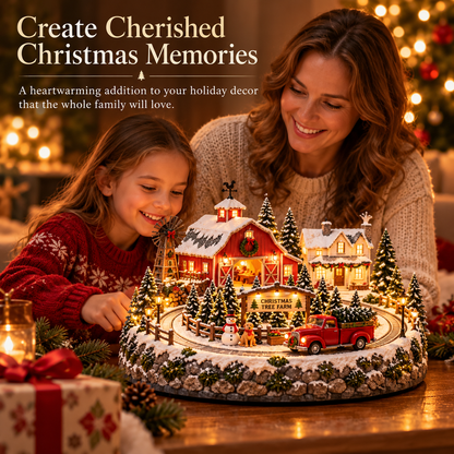 🚚🎄 Christmas Tree Farm Village™ | Animated Red Truck, Warm Lights & Rustic Holiday Charm