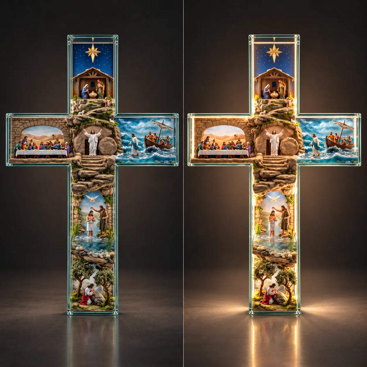 ✝️✨ Illuminated Story of Jesus Cross – Six Sacred Scenes of His Journey