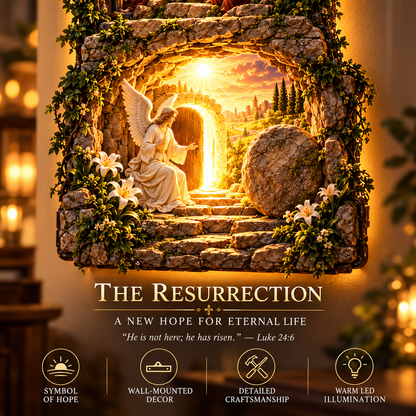 ✝️ He Is Risen – 3-Scene Jesus Resurrection LED Wall Cross Lamp