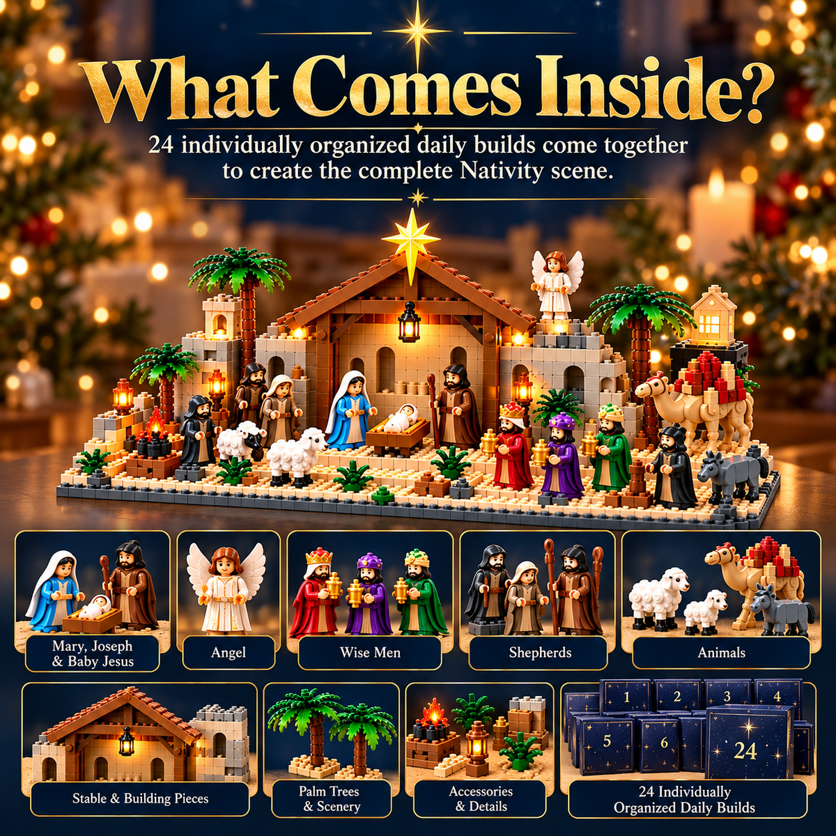 ✝️🧱 24-Day Buildable Nativity Advent Calendar – Build the Christmas Story