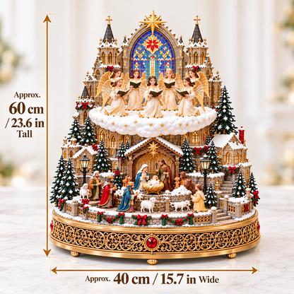 👼✨ Angels Over Bethlehem™ | Lighted Rotating Nativity Village