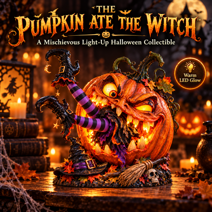 🎃 Oops… The Pumpkin Ate the Witch | Light-Up Halloween Decor