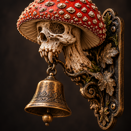 💀🍄 Gravecap Chime™ | Gothic Mushroom Skull Hanging Bell