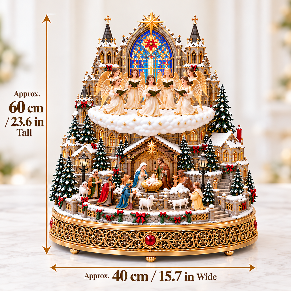 🎄✝️ Bethlehem Angel Choir | Lighted Rotating Nativity Village