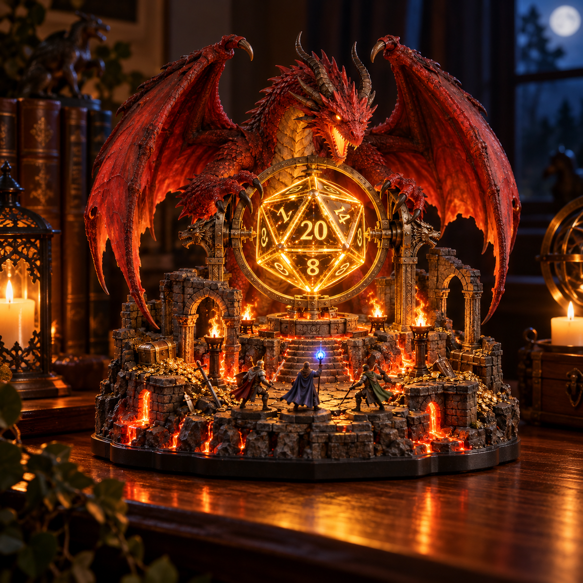 🐉 The Dragon Guards Your Roll | Lighted D20 Fantasy Diorama