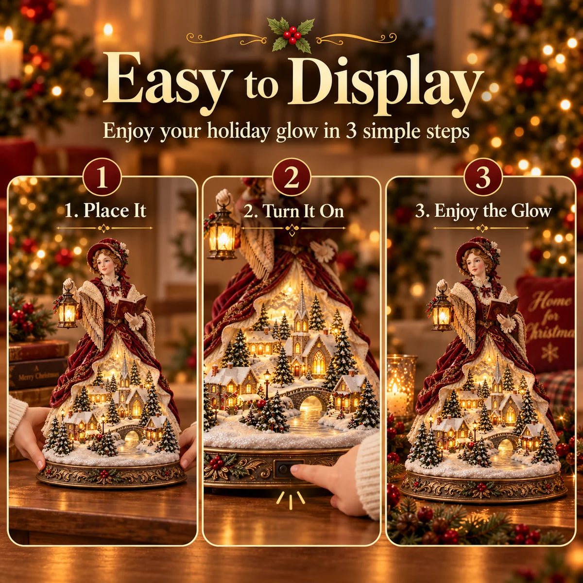 🔥 Last Day 49% OFF |✨🎶 Christmas Carol Belle™ | Victorian Lighted Tabletop Figurine