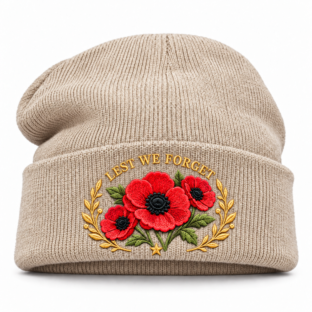 🎖️ Lest We Forget Poppy™ | Memorial Embroidered Knit Beanie