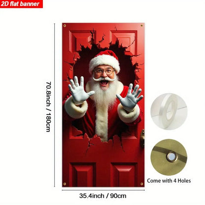 ✨⏳Only $12.99 Last Day Promotion🎄Christmas Santa Door Cover - Front Door Banner Decoration for Winter Holiday Supply✨