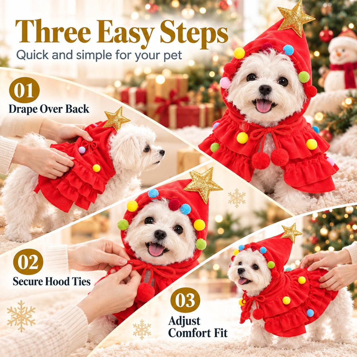 🐶✨ Festive Tree Pet Cape – Cute Christmas Costume for Dogs & Cats