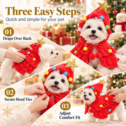 🐶✨ Festive Tree Pet Cape – Cute Christmas Costume for Dogs & Cats